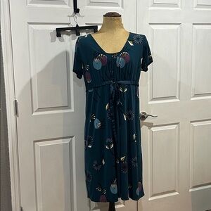 Stylish teal Patterned maternity Women's Dress